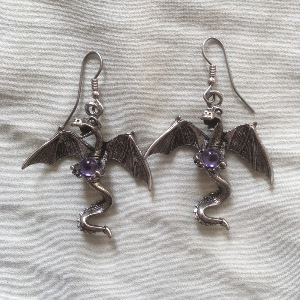 Fantasy dragon earrings